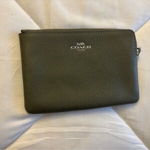 Coach Dark Green Leather Pouch